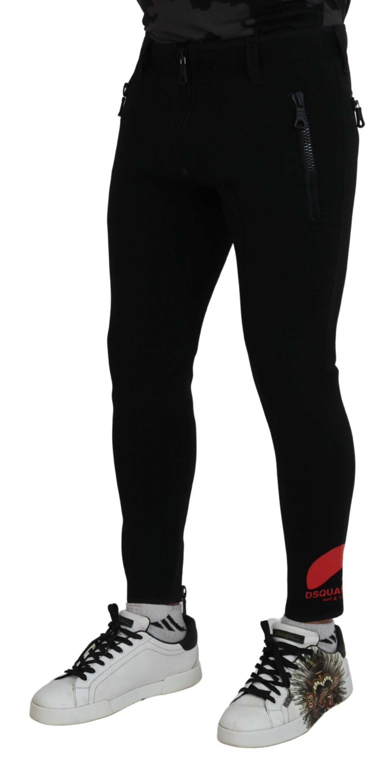 Logo baskılı Dsquared² sırtlı poliamid slim fit pantolon